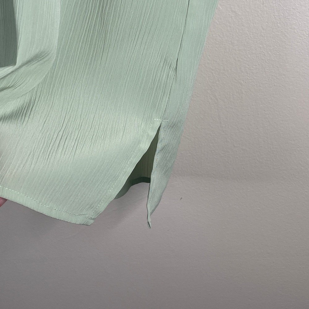 Vintage Minimalist Button Up Top Womens XLarge Sage Green Neutral Career Casual - Picture 7 of 15